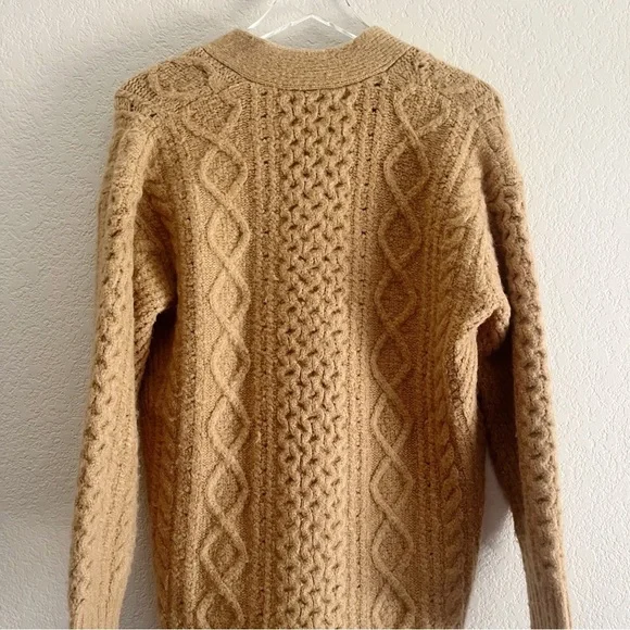 J.CREW Cable Knit Stretch Cardigan Sweater Tan XS Wool Blend - Picture 7 of 12